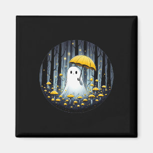 Mushroom Spooky Ghost Halloween Yellow Umbrella Magnet