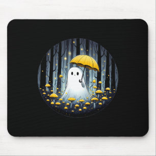 Mushroom Spooky Ghost Halloween Yellow Umbrella Mouse Pad