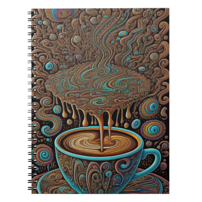 Mushroom Spores Coffee Psychedelic Melting Drip Notebook (Front)