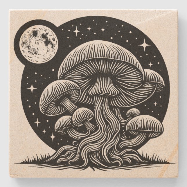 Mushroom  stone coaster (Front)