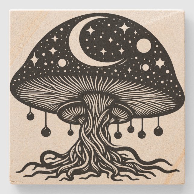 Mushroom  stone coaster (Front)