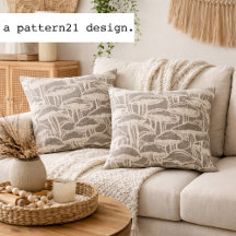 Mushroom story pattern throw pillow