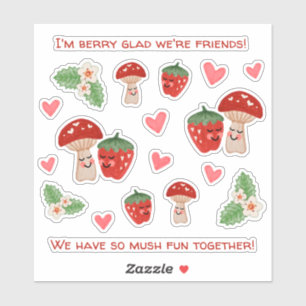 Mushroom Strawberry Valentine Sticker Sheet