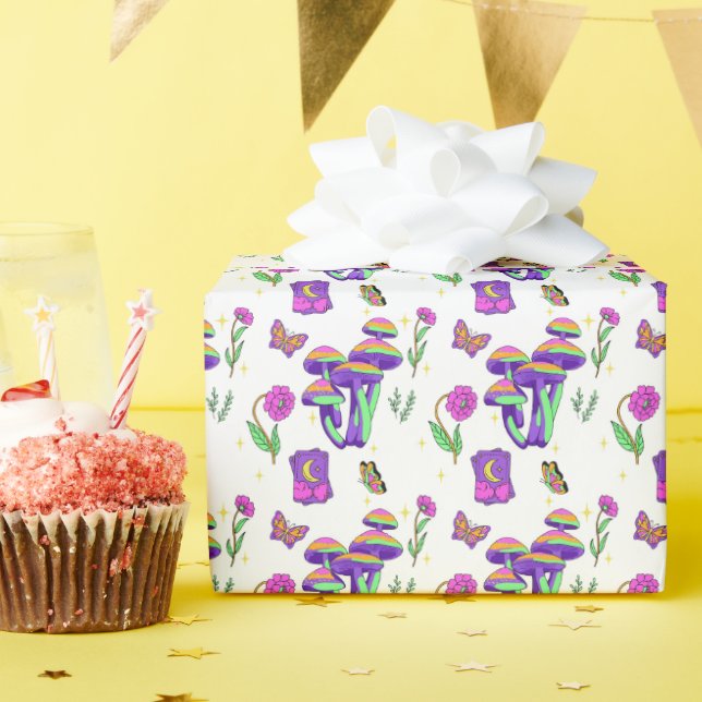 Mushroom Tarot Vibrant Psychedelic Esoteric Wrapping Paper (Birthday Party)