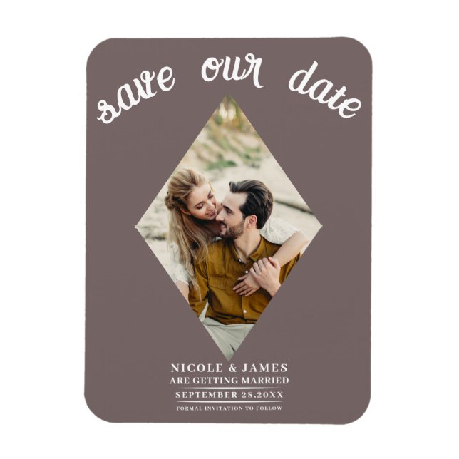 Mushroom Taupe Photo Wedding Save the Date Magnet (Vertical)