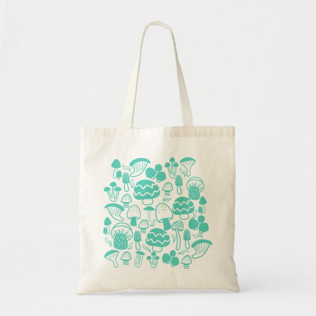 Mushroom Teal Tote Bag (Front)