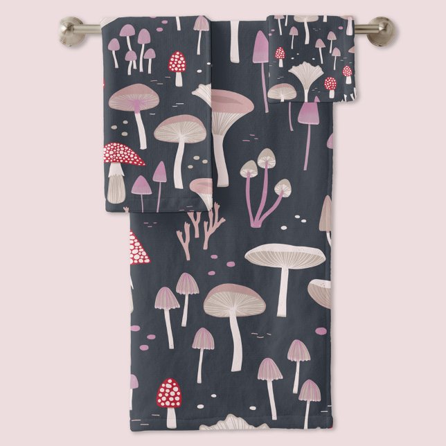 Mushroom Toadstool Fungi Bath Towel Set (Mushroom toadstool and fungi towel set)
