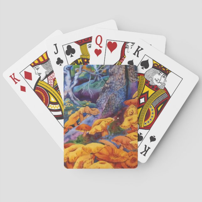 Mushroom , toadstool, fungi, in bright colours playing cards (Back)