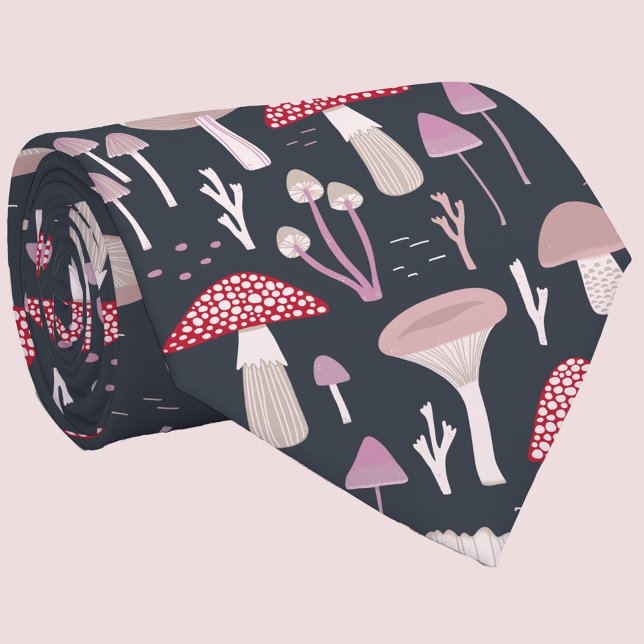 Mushroom Toadstool Fungi Tie (Mushroom toadstool and fungi neck tie)