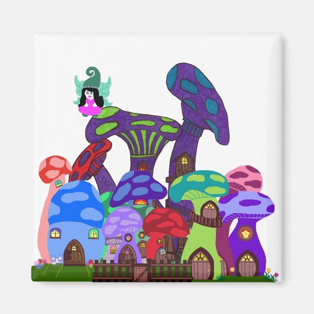 Mushroom town with fairy magnet (Front)
