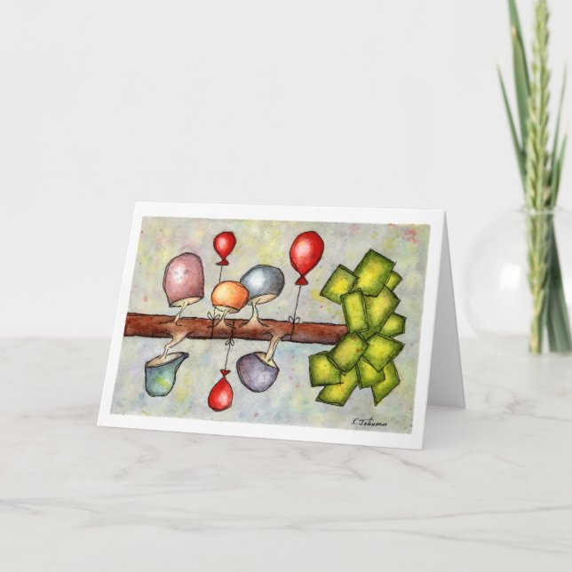 Mushroom Tree Watercolor Greeting Card (Front)