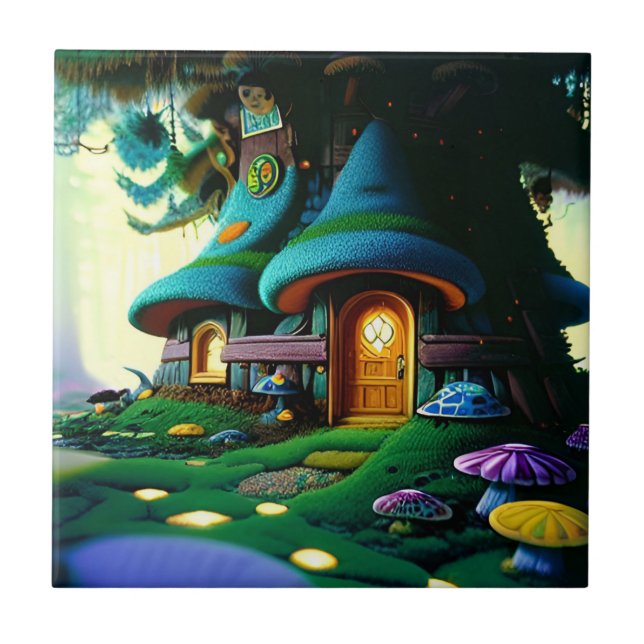Mushroom/Treehouse Ceramic Tile (Front)