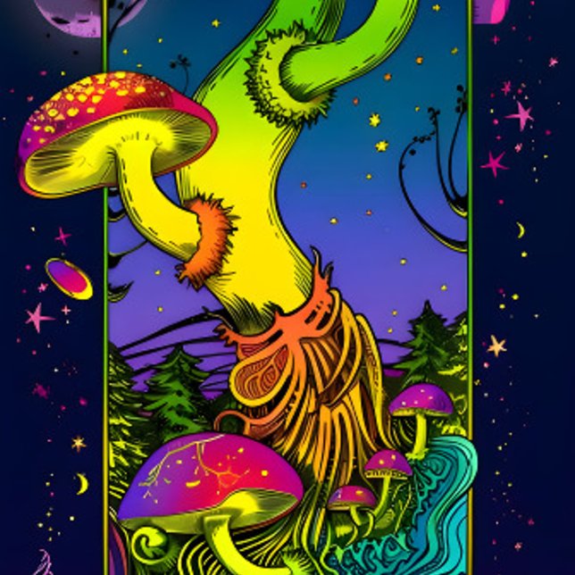 mushroom trippy colours psychedelic skateboard (Creator Uploaded)