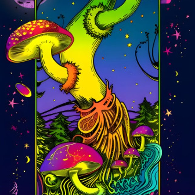 mushroom trippy colours psychedelic skateboard (Creator Uploaded)