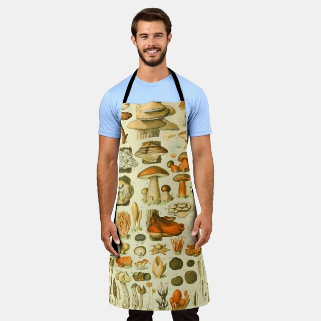 Mushroom Vintage Toadstool Antique Illustration Apron (Worn)