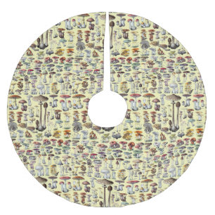 Mushroom Vintage Toadstool Antique Illustration Brushed Polyester Tree Skirt