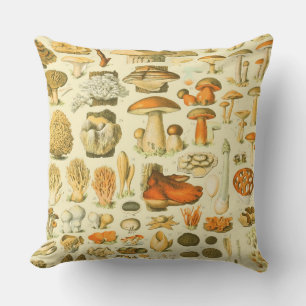 Mushroom Vintage Toadstool Antique Illustration Cushion