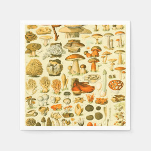 Mushroom Vintage Toadstool Antique Illustration Napkin