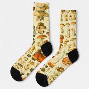 Mushroom Vintage Toadstool Antique Illustration Socks