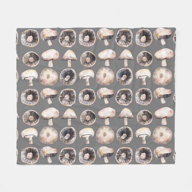 Mushroom Watercolor Fleece Blanket (Front (Horizontal))