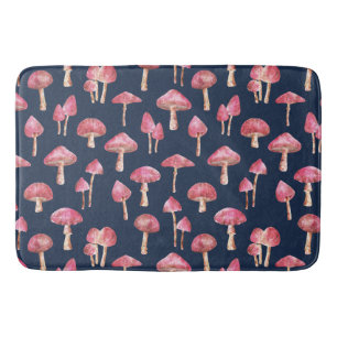 Mushroom Watercolor Pattern Bath Mat