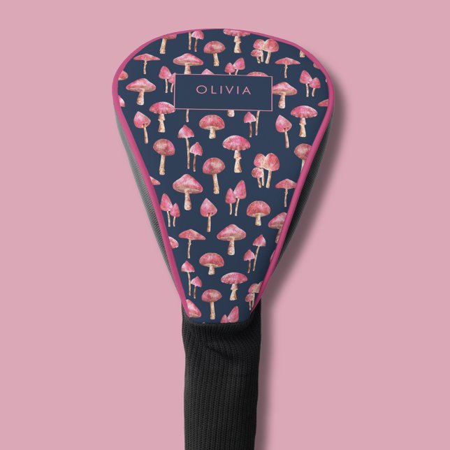 Mushroom Watercolor Pattern Golf Towel Head Cover (Mushroom pattern personalized golf head cover)