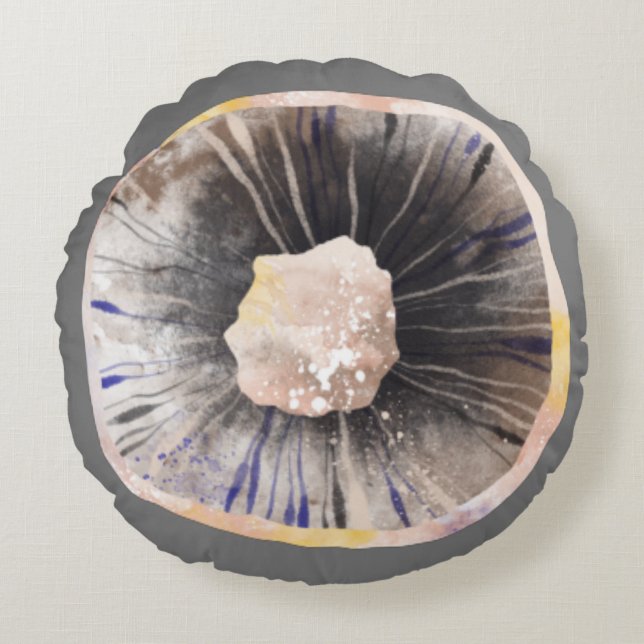Mushroom Watercolor Round Cushion (Front)