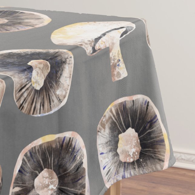 Mushroom Watercolor Tablecloth (Watercolor mushrooms or toadstools fungi tablecloth)