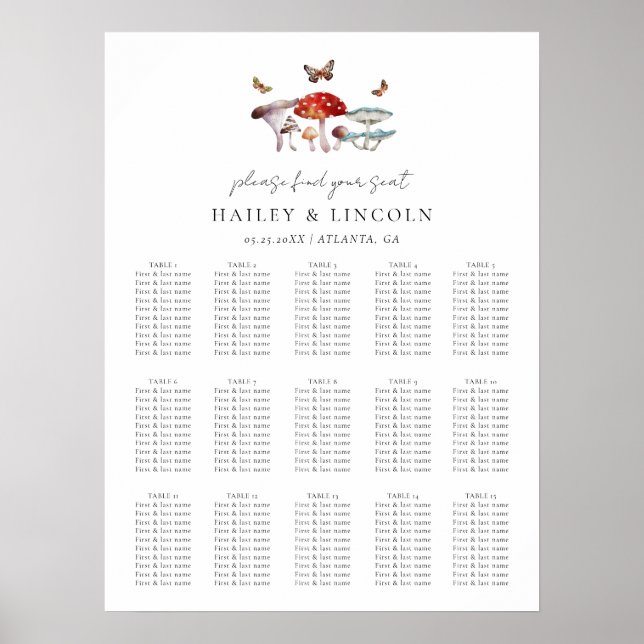 Mushroom Wedding Seating Chart (Front)