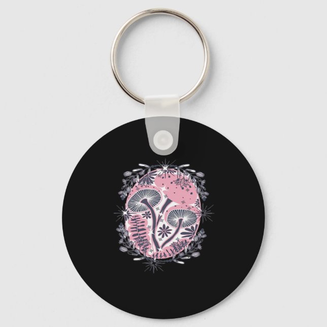 Mushroom Whimsigoth Art Design Classic Key Ring (Front)