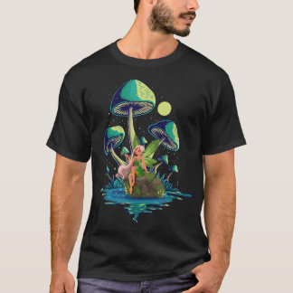 Mushroom With A Cute Fairy Morel Mushroom Fungus M T-Shirt
