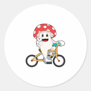 Mushroom with Bicycle.PNG Classic Round Sticker