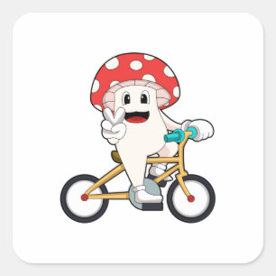 Mushroom with Bicycle.PNG Square Sticker