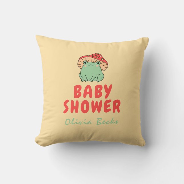 Mushroom with Frog Baby Shower Cushion (Front)
