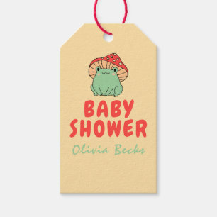 Mushroom with Frog Baby Shower Gift Tags