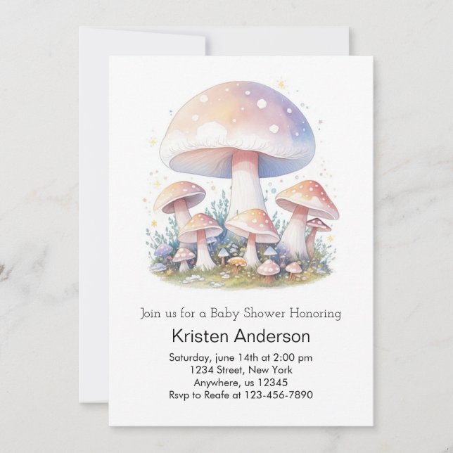 Mushroom Wonderland Enchantment Girl Baby Shower Invitation (Front)