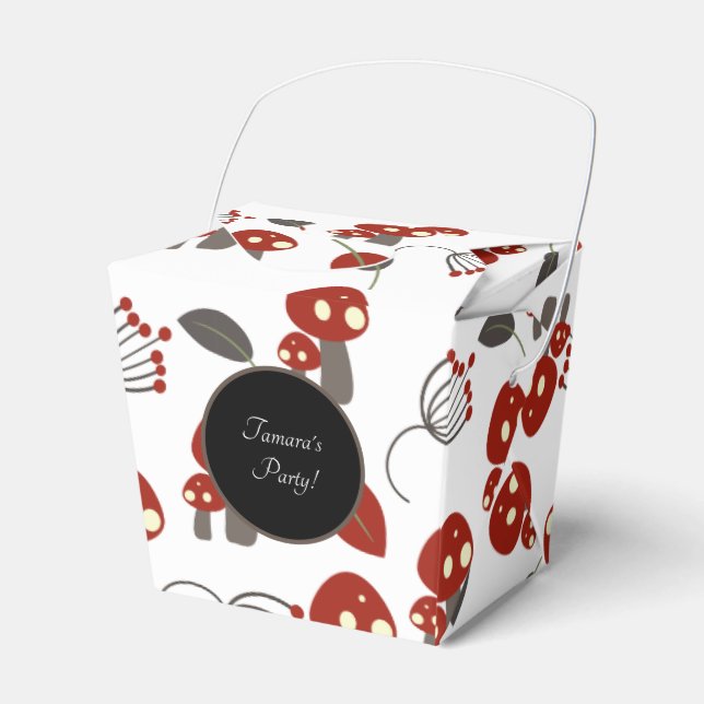 Mushroom Wood Nature Trail Greenery Birthday Party Favour Box (Front Side)