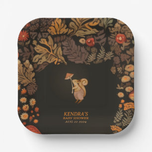 Mushroom Woodland Animal Baby Shower Paper Plate