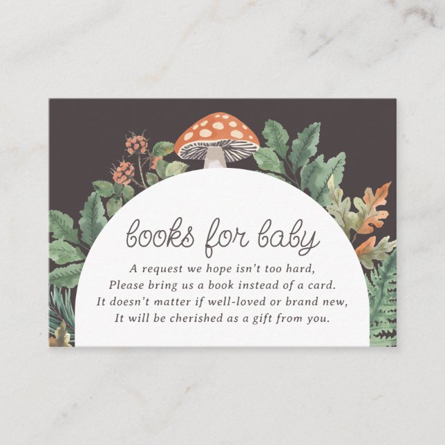 Mushroom Woodland Baby Shower Books for Baby Enclosure Card (Front)
