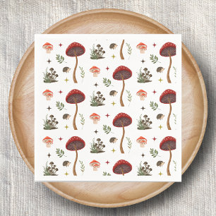 Mushroom Woodland Forest Fairy Pattern Cottagecore Napkin