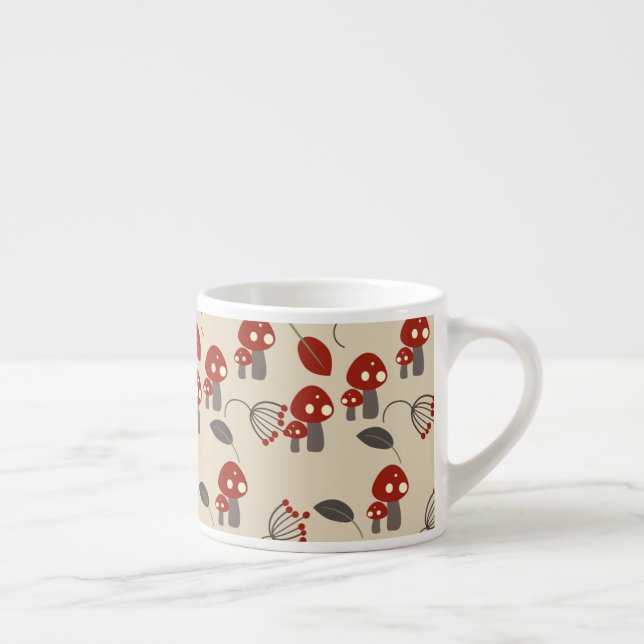Mushroom Woodland Red Beige Espresso Cup (Right)