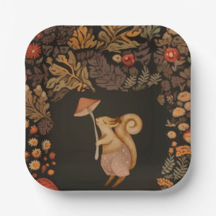 Mushroom Woodland Squirrel  Paper Plate