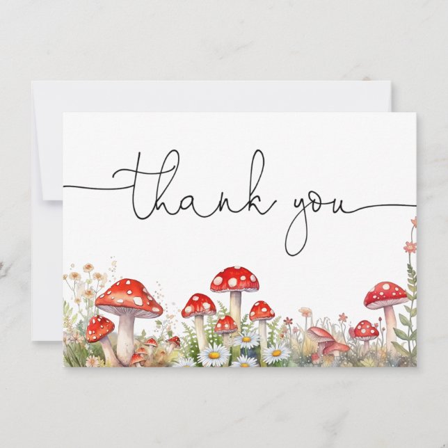 Mushroom Woodland Thank You Card (Front)