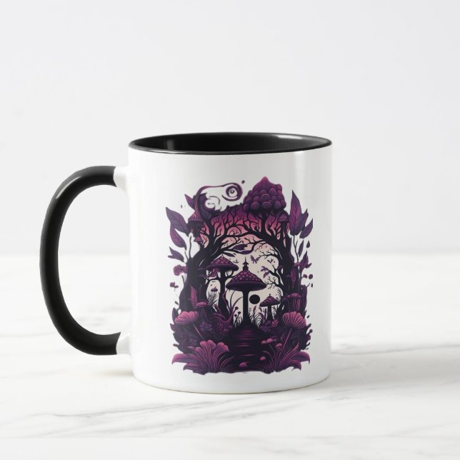 Mushroom Woods Whimsigoth Witchy Screenprint Desig Mug (Left)