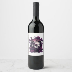 Mushroom Woods Whimsigoth Witchy Screenprint Desig Wine Label