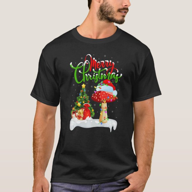 Mushroom  Xmas Decorations Santa Mushroom Christma T-Shirt (Front)