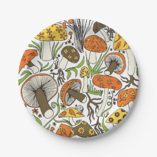 Mushrooms! 1970s Style Paper Plate
