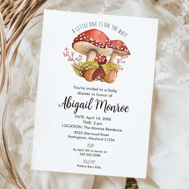 Mushrooms and Acorns Baby Shower Invitation (Creator Uploaded)
