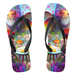 Mushrooms and Faeries Custom Created Flip Flops