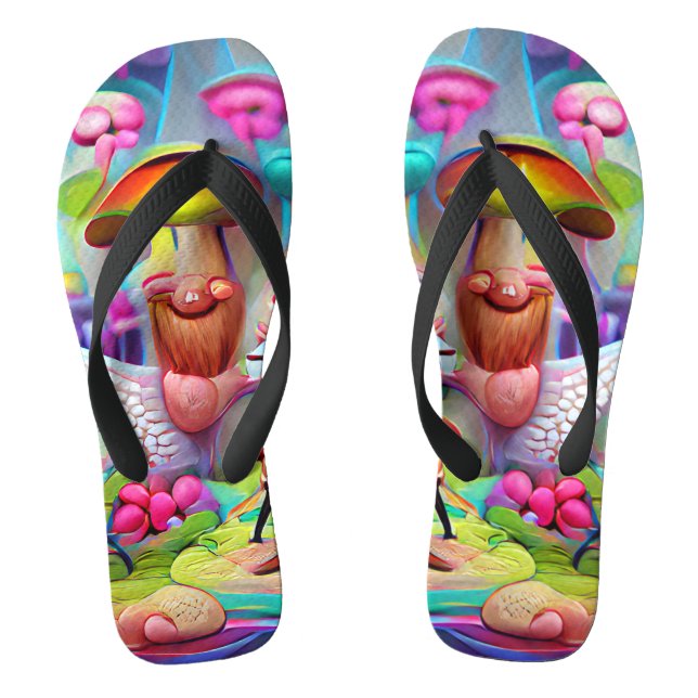 Mushrooms and Faeries Custom Created Flip Flops (Footbed)